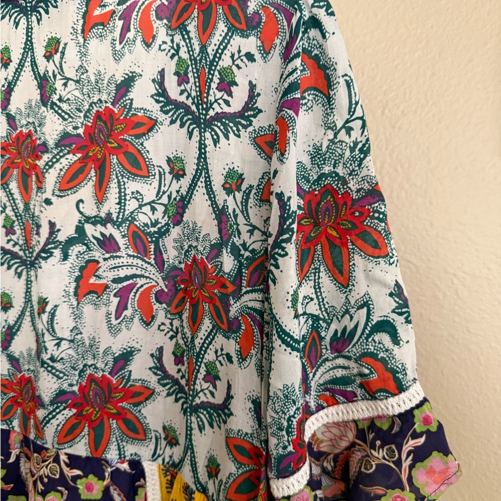 Anthropologie Boho Floral Patchwork V-Neck Women’s Dress - Picture 10 of 10